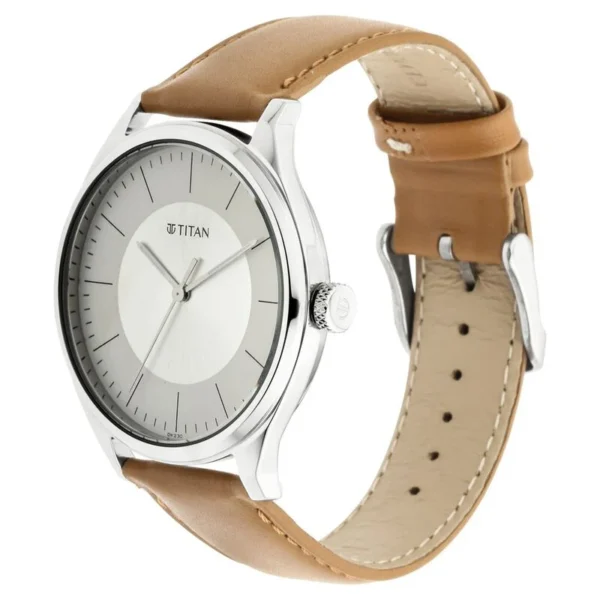 Titan Men’s Urban Edge Lustrous White Dial Leather Watch – NP1802SL07 - Image 3