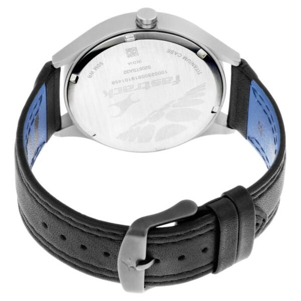 Fastrack NN3205TL02 Titanium Quartz Analog Date Grey Dial Leather Strap Watch - Image 3