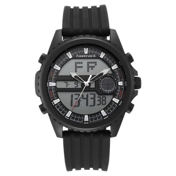 Fastrack NS38064PP01 Streetwear Quartz Analog Digital Black Dial PU Strap Watch - Image 6