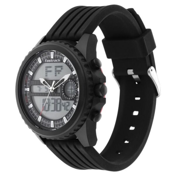 Fastrack NS38064PP01 Streetwear Quartz Analog Digital Black Dial PU Strap Watch - Image 5