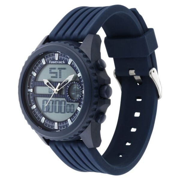 Fastrack NR38064PP03 Streetwear Quartz Analog Digital Blue Dial PU Strap Watch - Image 4