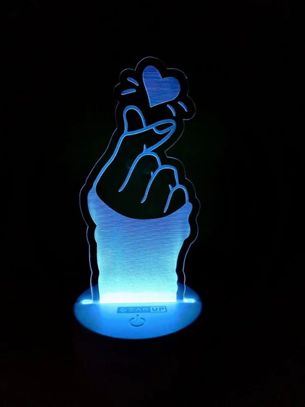 GearUP Acrylic Multicolor Night Lamp (Finger Heart)