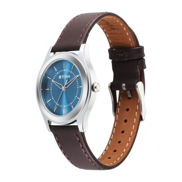 Titan Karishma Zing Quartz 1648SL01 Analog Blue Dial Leather Strap Watch for Men - Image 2