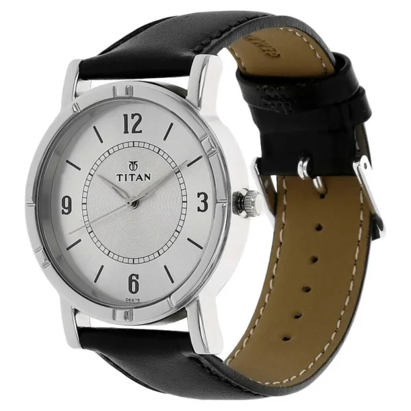 Titan Quartz Analog Silver Dial Leather Strap Watch for Men – NN1639SL03 - Image 3