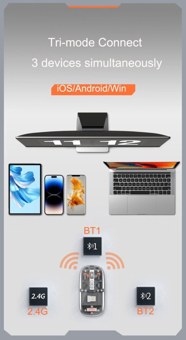 Trendy Hot Selling WIWU Crystal Transparent Wireless Mouse - Image 2