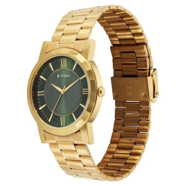 Titan Karishma Zing Quartz Analog Green Dial Stainless Steel Strap Watch For Men (1644YM05) - Image 4