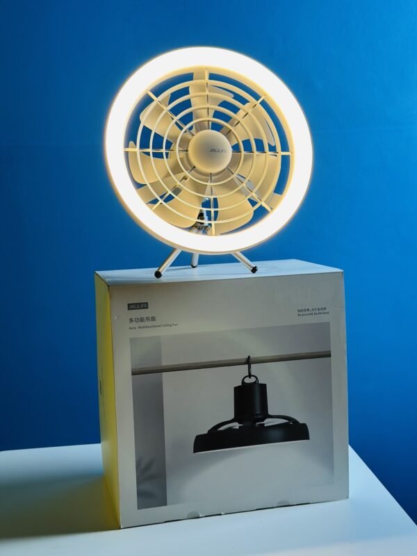 JISULIFE FA17 Fan JISULIFE FA17 Rechargeable Fan with LED Ceiling Fan with Long Tripod Stand- White Color