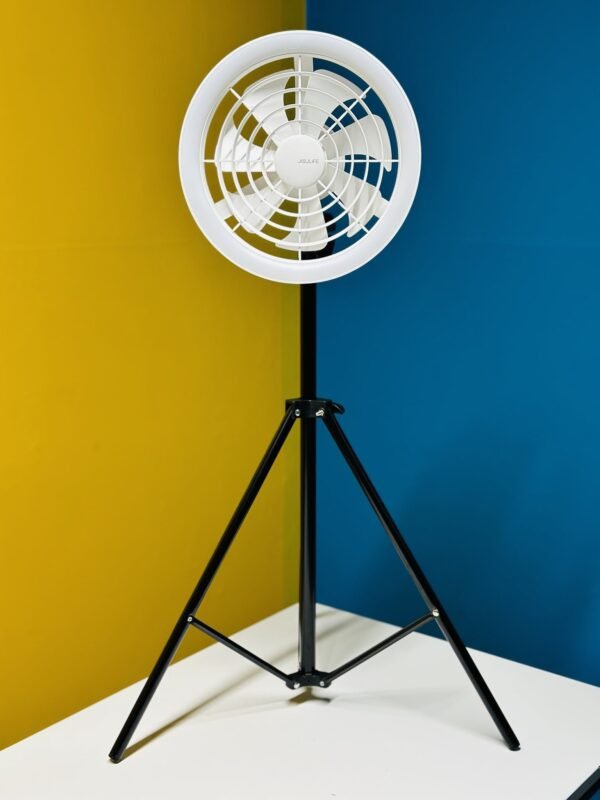 JISULIFE FA17 Fan JISULIFE FA17 Rechargeable Fan with LED Ceiling Fan with Long Tripod Stand- White Color