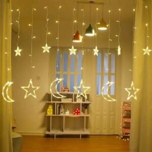 12-Piece Star and Moon LED Lights for Room Decoration – Battery Operated Warm White Night Light Set