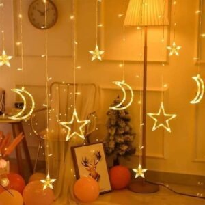 12-Piece Star and Moon LED Lights for Room Decoration – Battery Operated Warm White Night Light Set