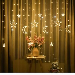 12-Piece Star and Moon LED Lights for Room Decoration – Battery Operated Warm White Night Light Set