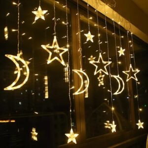 12-Piece Star and Moon LED Lights for Room Decoration – Battery Operated Warm White Night Light Set