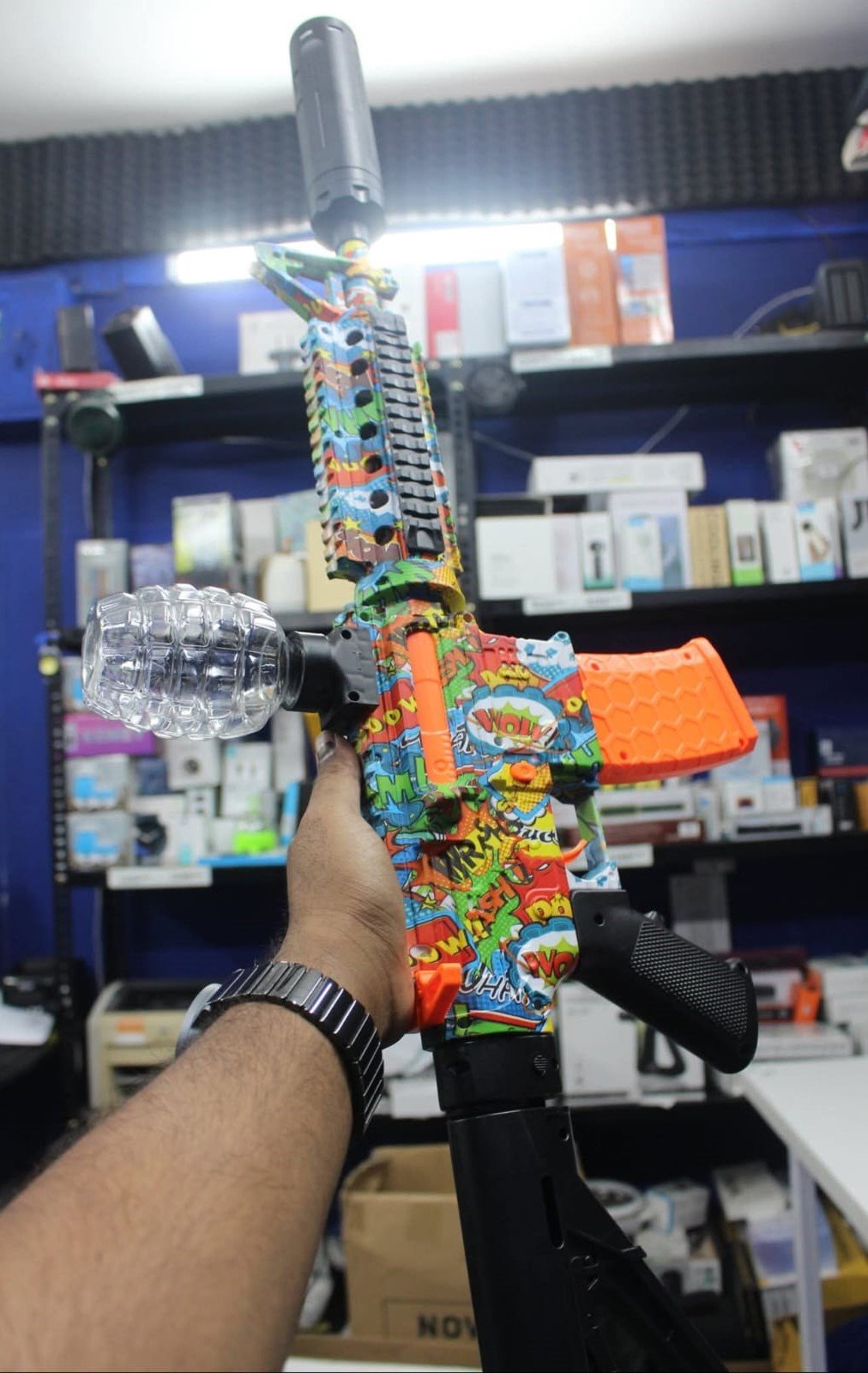 Comic Pop Art M4 Electric Gel Blaster Toy with Grenade Hopper - Image 3