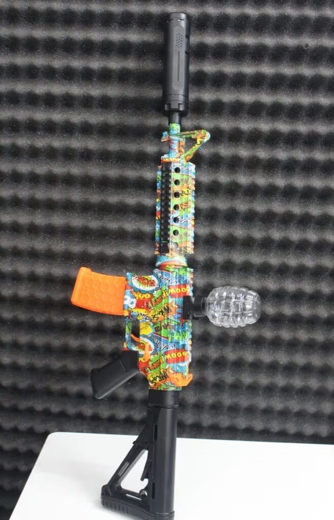 Comic Pop Art M4 Electric Gel Blaster Toy with Grenade Hopper - Image 2